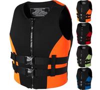 Adjustable Neoprene Life Jacket Buoyancy Aid Adults Floatation Swim Vest for Men And Women 48-110kg Paddle Board Life Vests(Orange,L(70-78KG))