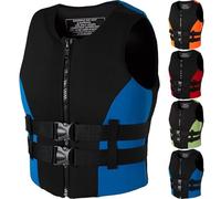 Adjustable Neoprene Life Jacket Buoyancy Aid Adults Floatation Swim Vest for Men And Women 48-110kg Paddle Board Life Vests(Blue,2XL(90-100KG))