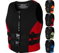 Adjustable Neoprene Life Jacket Buoyancy Aid Adults Floatation Swim Vest for Men And Women 48-110kg Paddle Board Life Vests(Red,3XL(100-110KG))