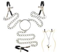 Adjustable Nipple Clamps for Women with Clit Clip - Y-Shape Triple BDSM Set with Soft Rubber Tips | Non-Piercing Nipple Clips & Clitoral Stimulator, Adult Sex Toys & Games for Couples