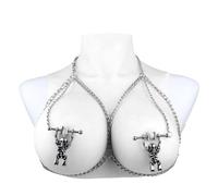 Adjustable Nipple Clamps with Chest Harness - 2-in-1 Stainless Steel Clips and Strap Set, Intimate Accessories for Women and Couples (Style B)