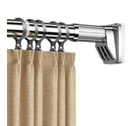 Adjustable No-Drill Curtain Pole 40-490 cm - Telescopic Tension Rod for Shower Window Kitchen & Cupboard - Durable Stainless Steel Clamping Rod Easy Extendable Installation