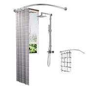 Adjustable No Drill Expandable Shower Curtain Rod - Waterproof, Rustproof Corner Design for 60-90cm Angles - Ideal for Bathroom & Shower Decor.