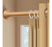 Adjustable No Drill Shower Curtain Rod Stainless Steel Extendable Tension Pole for Kitchen Bathroom Window Wardrobe Doorway (Yellow 110-190cm)