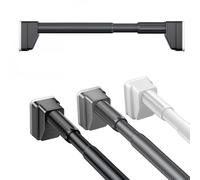 Adjustable No Drill Shower Curtain Rod Telescopic Extension for & Balconies Easy Installation for Cabinets & Kitchens (Black 210 300cm)