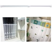 Adjustable No-Drill White Curtain Pole - Telescopic Rod for Wardrobe, Bathroom, Shower Doors - Easy Install Clamp Curtain Rail for Home Decor (1 Piece)