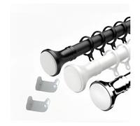 Adjustable No Drl Shower Curt Rod Expandable 26 350cm coping Pole with Clamp & Card Holder Stylish Black Design for Easy Installation
