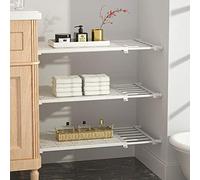 Adjustable NoDrill Expandable Closet RackWhite Single Shelf Sto Solut for Bedrooms Bathrooms & Shoe Cabi 73130cm Length 42cm Width