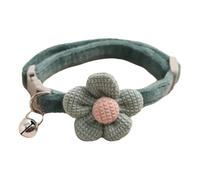 Adjustable Nylon Cat Safety Collar With Cute Flowers With Bell For Chihuahua Pug Poodle Yorkshire Terrier,Green,1.5X3CM
