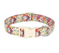Adjustable Nylon Dog Collar With Flower And Bee Print - Cute Pet Necklace For Small, Medium, Large Dogs(Red,S)