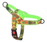 Adjustable Nylon Dog Harness With Handle No Pull Ethnic Style Pet Training Vest For Shiba Inu Pitbull Labrador Bulldog,Green,S