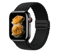 Adjustable Nylon Loop Strap Compatible with Apple Watch for 38/40/41/42/44/45/46/49mm, Black/White, 38mm/40mm/41mm/42mm(Series 10)