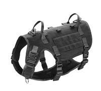 Adjustable Nylon Military Tactical Dog Training Camping Harness With Flag Metal Buckle For Collie Greyhound Bulldog Labrador,Black,S