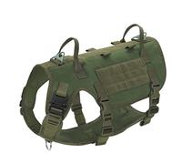 Adjustable Nylon Military Tactical Dog Training Camping Harness With Flag Metal Buckle For Collie Greyhound Bulldog Labrador,Green,S