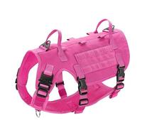 Adjustable Nylon Military Tactical Dog Training Camping Harness With Flag Metal Buckle For Collie Greyhound Bulldog Labrador,Rose,L