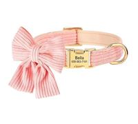 Adjustable Nylon Personalized Dog Collar With Cute Bowknot Name Metal Buckle For Shiba Inu Pug Beagle,A,S
