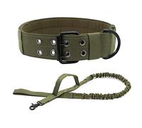 Adjustable Nylon Pet Dogs Collar, Quick Release Wear-resistant Pets Collars Dog Accessories(L-green collar and leash)