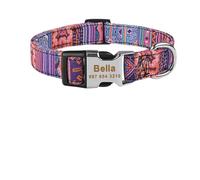 Adjustable Nylon Plaid Dog Collar, Custom Free Engraved Name ID, Personalized Dog Collar Small Large Product large dog collar(LEOPARD,M)