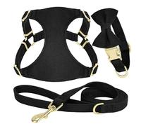 Adjustable Nylon Small Dog Collar Harness Leash Set With Cute Bowknot For Shiba Inu Chihuahua Pug,Black,S