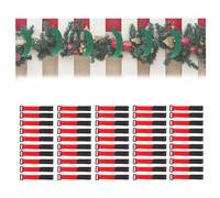 Adjustable Nylon Wreath Straps, Garland Ties for Banister, Vintage Christmas Front Door Hanger, Holiday Railing Hangers, Mini Xmas Tree Decorations, Mantle Cord Bundlers Hanging Hooks (Red-50PC)