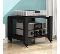 Adjustable o Rack 2Tier Rolling HiFi Shelf Open Wood Ste Stand for o Devices le oVideo Sto Unit (Black)