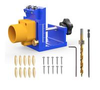 Adjustable Oblique Hole Puncher for Woodworking - Vacuum Head for Precision Drilling Tool with Dual-Scale (Metric/Imperial) & 9.5mm Drill Bit (Blue)