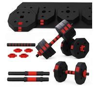 Adjustable Octagonal Dumbbells & Barbell Set for Home Gym - Weight Lifting Training Kit with Anti-Roll Design, Non-Slip Handles & Cement-Filled Plates - Strength Training & Fitness Equipment