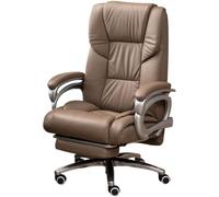 Adjustable Office Chair, Multi-Position 90°-160° Recline, Genuine Leather, 360° Swivel, Retractable Footrest