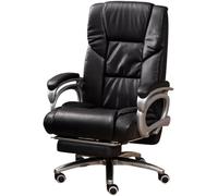 Adjustable Office Chair, Multi-Position 90°-160° Recline, Genuine Leather, 360° Swivel, Retractable Footrest
