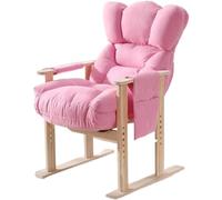 Adjustable Office Chair with Fabric Material, 6-Position Backrest, Modern Wooden Frame, Stylish Computer Desk Chair