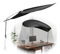 Adjustable Office Cubicle Desk Shade, 47''x37''Canopy Essential Cubicle Light Blocker with Clamp and Rotatable Rod for Partitions to Block Overhead Light and Glare,Uv-Resistant Fabric