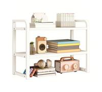 Adjustable Office Desk - Metal & Wooden Desktop Bookshelf Storage Rack Multipurpose Display Shelf for Office Supplies 50x38CM Space-Saving Solution