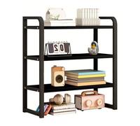 Adjustable Office Desk Shelf - Metal & Wooden Desktop Bookshelf Multi-Purpose Storage Rack for Office Supplies Stylish Display Shelf 40x56CM