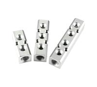 Adjustable Oil Distributor, Centralized ， Aluminum Manifold Block 1/4" & 1/2" PT Thread Ports 2-10 Way Pneumatic Quick Connector Silver(Sy30 8 Way 10 Port)