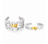 Adjustable Open Goldfish Rings,Sterling Silver Little Fish Rings,Swimming Against The Current Rings,Thumb Fish Ring,Open Adjustable Rings Lucky Jewelry Gifts for Girls (Big Fish