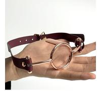 Adjustable Open Mouth Gag Plug with Tongue Depressor,BDSM,Locable Mouth Hook Oral O Ring Gag Bondage Restraints (Golden)