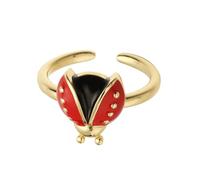 Adjustable Openable Ladybirds Rings Colorful Drip Enameled Detailing Lightweight Copper Jewelry For Women Girls Fashion Accessories Six Star Statement