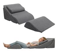 Adjustable Orthopedic Bed Wedge Pillow Set, Post Surgery Recovery, Memory Foam Wedge Pillow for Back, Knee and Leg Pain Relief, Sleeping, Sitting up in bed, Reading, Acid Reflux, Snoring, Melange Gray