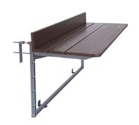 Adjustable Outdoor Folding Rail Table - Space Saving Hanging Desk for Balcony, Patio, Garden, Deck - Compatible with Many Railings