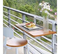 Adjustable Outdoor Folding Side Table Wall Mounted Railing Table for Patio & Balcony Space Saving Deck Table (Black 60x35cm)