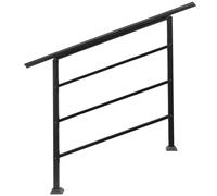 Adjustable Outdoor Handrails for Stairs - Wrought Iron Railings Handrails for Outdoor Steps, Black Hand Rails Stairs for Garden Exterior Staircases, Easy Install Staircase Handrails (1 to 4 Steps,A)