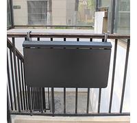 Adjustable Outdoor Hanging Balcony Table Foldable Weatherproof Clamp-On Bistro Table Space-Saving Garden Desk 5-Level Height Adjustable Perfect for Small Balconies.