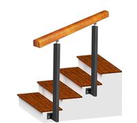 Adjustable Outdoor ils for Steps - 1-3 Step Side Mount Wrought Iron & Wood Railing, Perfect for Gardens & Porches, 47" Height, Durable Stair Safety Solution