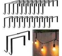 Adjustable Outdoor Light Hooks, 10pcs No Drill Metal Hangers for 3.2-6.1 Inch Concrete Wall Cinder Block Fences Brick Walls Hangers Outside Holders for Garden Festoon, Patio & Christmas Fairy Lights