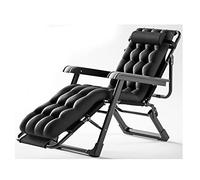 Adjustable Outdoor Reclining Chairs, Folding Multi-Position Lounge Chairs with Cushions for Garden, Patio, Office, Camping, Pool, Beach - Steel Frame (Color: Black)