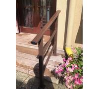 Adjustable Outdoor Safety Railing for Concrete Stairs - 90cm Tall, 100cm Long, Black/Brown, with 2 Cross Bars - Ideal for Porch & Garden Use, Enhanced Stability & Protection