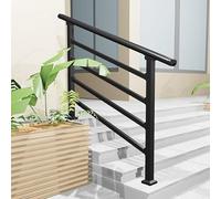 Adjustable Outdoor Stair il Galvanized Steel Railing for 2 or 4 Steps Front Porch Safety Hand Rail with Installation Kit 60cm LengthSupport for Steps