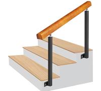 Adjustable Outdoor Stair Railing for 2-3 Steps Wood & Wrought Iron with Installation Kit 55" Height Transitional Design & Easy to Install