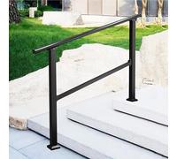 Adjustable Outdoor Stair Railing Galvanized Steel il with Installation Kit for 2 or 4 Steps Perfect for Front Porch Safety and Stability