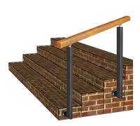 Adjustable Outdoor Stair Railings - Side Mount Handrail Kit for Steps & Porch Wood Grab Rail with Wrought Iron Posts Perfect for Villa Garden & Loft Decor